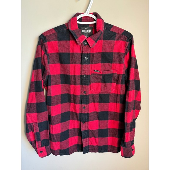 Hollister Other - Hollister Mens Red Black Buffalo Plaid Flannel Shirt Small Lumberjack Cabin Cozy